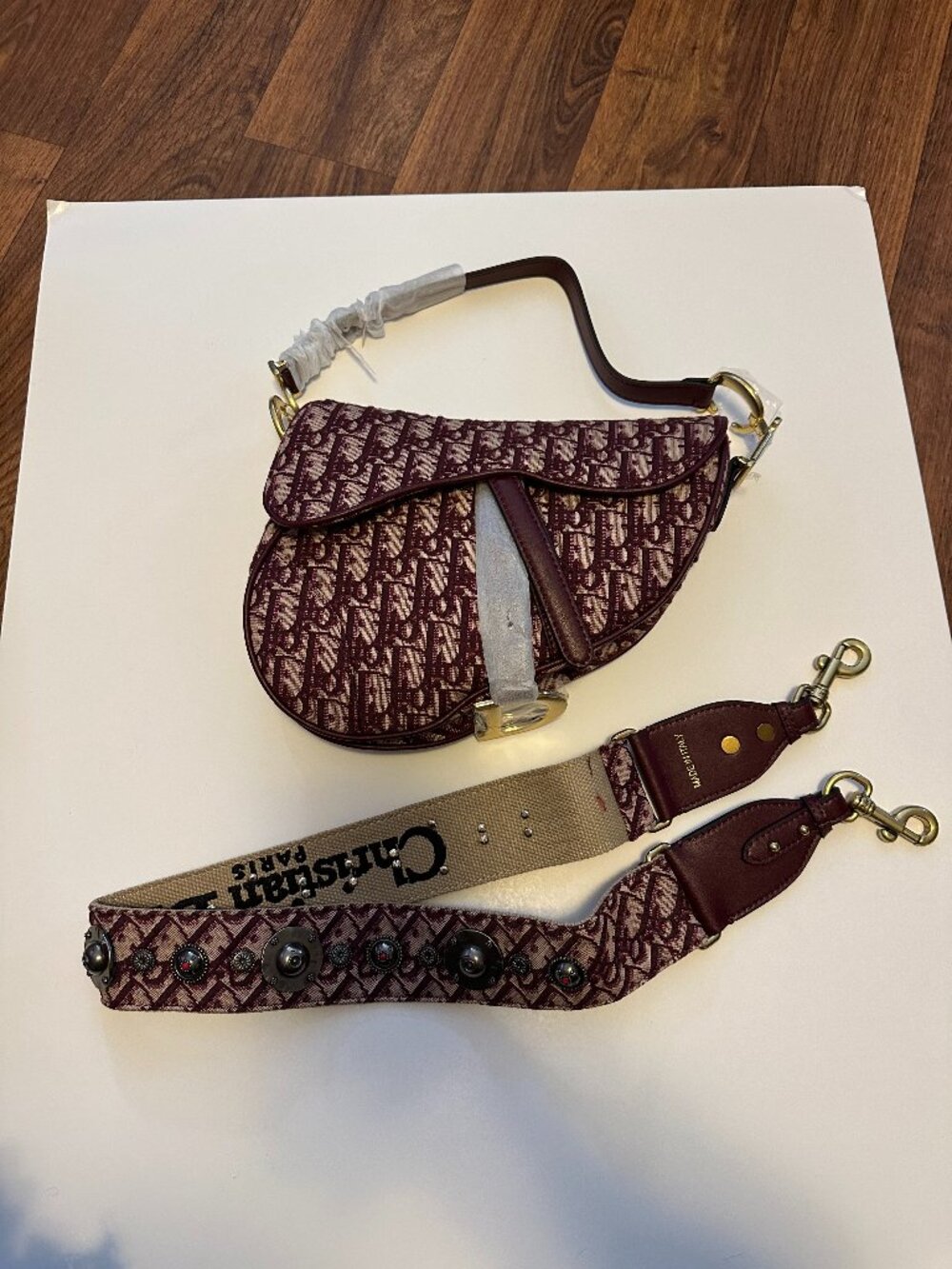 New INSPIRED Designer Saddle Bag Burgundy Gold Crossbody